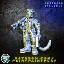 espacio lagartija mecánico extraterrestre masculino reptil rpg ciencia ficción personaje miniatura juego rol mesa 32mm lagarto buscador estrellas vesk 3d print model - Mito3D