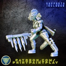 espaço lagarto soldado estrangeiro fêmea réptil rpg scifi personagem miniatura interpretação papéis tampo mesa 32mm localizador estrelas Vesk 3d print model - Mito3D