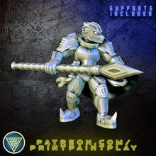 space lizard spearman alien male reptile rpg scifi character miniature roleplaying tabletop 32mm lizardfolk starfinder reptileman vesk 3d print model - Mito3D