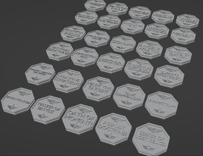 espaço marinho tokens símbolo guerra martelo 40000 marcadores Objetivos 3d print model - Mito3D