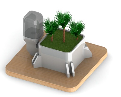 spazio pentola cactus interno piccolo acqua serbatoio idratato 3d print model - Mito3D