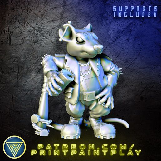 spazio ratfolk delinquente alieno rpg sci fi carattere miniatura gioco ruolo tavolo 32mm starfinder ratto topo mousefolk ratman ysoki 3D print model - Mito3D