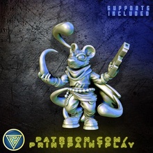 spazio sciamano ratfolk alieno rpg sci fi carattere miniatura gioco ruolo tavolo 32mm starfinder ratto topo mousefolk ratman ysoki 3d print model - Mito3D