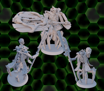 space skeletons lancer & parts night fanart skeleton robots conversion weapon staffs stl model chrono time geomancer 3d print model - Mito3D