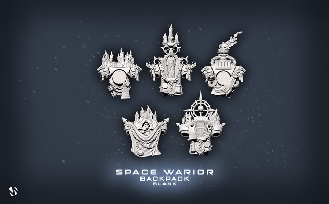 space warriors backpack kit no logos 40 marine war hammer gothic wh40k 40000 black templar shoulderpad miniature bois redemptor gw 3d print model - Mito3D