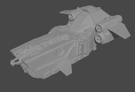 spacefang gunship war hammer 40000 wolven wolf wolves space marine proxy ship storm fang tabletop 3d print model - Mito3D