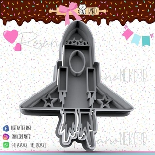spaceship cookie fondant cutter - 3d printing kitty cat bakery cold porcelain spacecraft space ship 3d print model - Mito3D