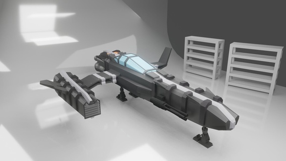 navicella spaziale combattente nave scifi razzo Basso poli Jet Armi aereo tech semplice 3d print model - Mito3D
