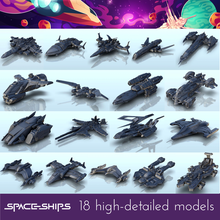 spaceship pack - battleship vehicle sf science-fiction game science fiction 40k warhammer tank toy miniature missile launcher land wargame terrain wargaming warhammer30k warhammer40k 30k 40000 futuristic elite 3d print model - Mito3D