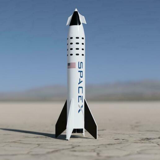 spacex starship navicella spaziale nave stellare lanciare razzo passatempo 3D print model - Mito3D