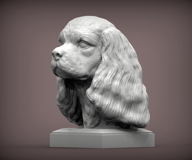 spaniel caballero Rey Charles busto 3d impresión modelo perro naturaleza mamífero animal mascota escultura recuerdo presente esculpir Arte esculturas Inglés 3d print model - Mito3D