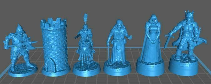 spanish knights chess set Game knight game boardgame rook pawn king queen bishop 3d print model - Mito3D
