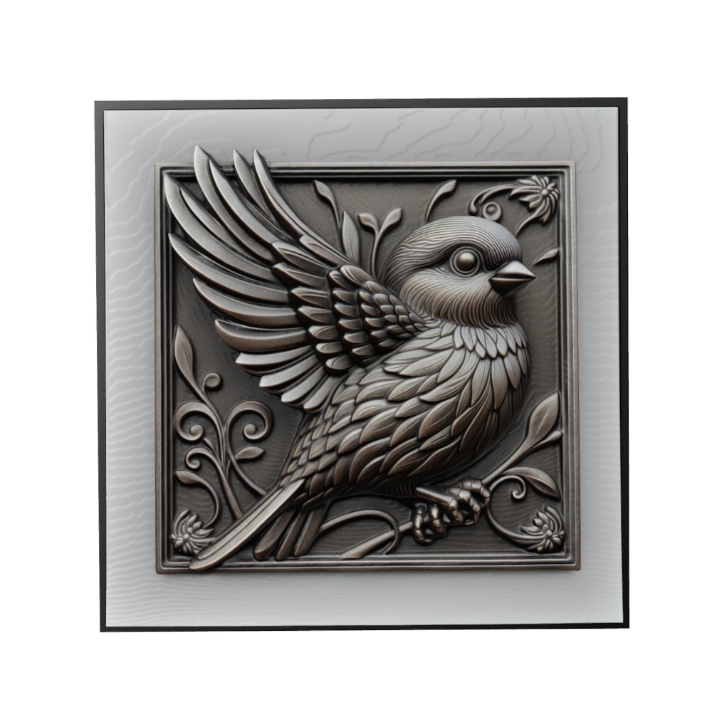 moineau animal soulagement art animaux yeggi mito3d buste google pendentifs médaillon relief wall mur 3D print model - Mito3D