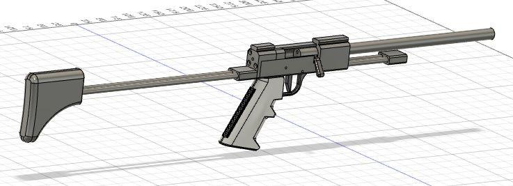 sparrow carbine gun 2a 22lr 22 compact modular simple 3d print model - Mito3D