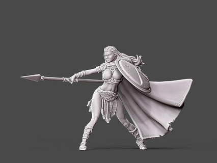 spartan godess - 35mm scale Game hoplite greek warrior wargame wargaming warlord mythic d&d 3d print model - Mito3D