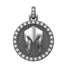 spartan helmet diamond pendant bail 3d print model jewelry printable gold silver jewellery necklace sterling charm bracelet men luxury warrior fashion greek greece platinum pendants 3d print model - Mito3D
