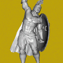 spartan male victory pose game warrior sword fight fighter greek shield figure miniature sculpt statue printable war persian 300 3d print model - Mito3D