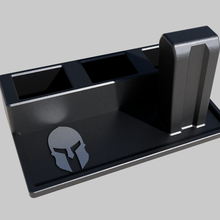 espartano temático pistola revista estante soporte seguro organizador armas fuego monitor habitación molon Elba 3d print model - Mito3D