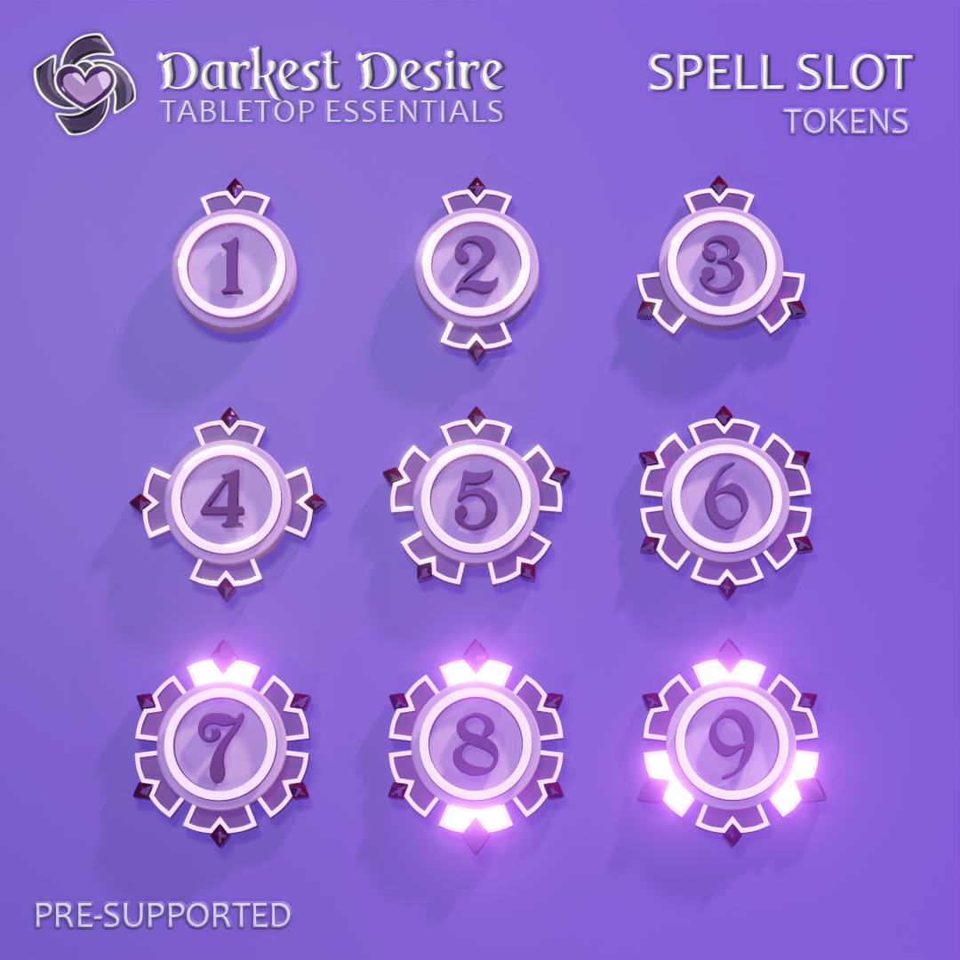 spell slot tokens lotr scenery terrain boardgame interior fantasy wargaming rpg dungeons dragons dnd d&d scatter tabletop miniatures 3D print model - Mito3D