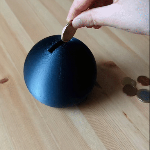 sphere coin bank children kids saver 3D print model - Mito3D