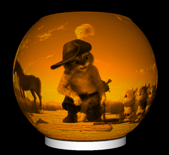 sphere night light cat boots lithophane Art lamp bajour disney cartoon movie 3d print model - Mito3D
