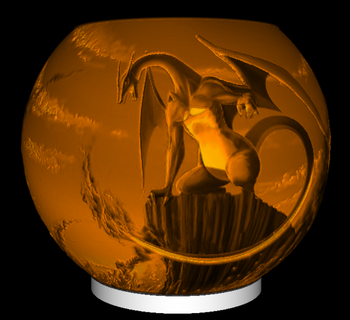 sphère nuit lumière charizard Pokémon lithophane lampe bajour dracaufeu 3d print model - Mito3D