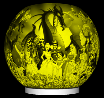 sphère nuit lumière disney lithophane lampe bajour dessin animé film 3d print model - Mito3D