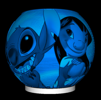 sphère nuit lumière Lilo point lithophane art lampe bajour disney dessin animé film 3d print model - Mito3D