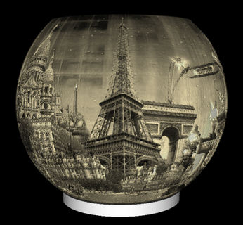 esfera noche ligero París Francia litofano lámpara Hola disneyland dibujos animados lumbrera arco triunfo excursión eiffel 3d print model - Mito3D