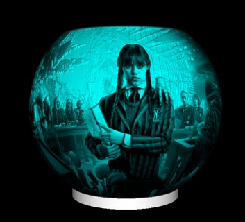 sfera notte luce mercoledì Addams litofania lampada Ciao film 3d print model - Mito3D