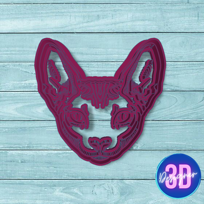 sphinning cat home label cutting cookie cutter mass framework cake cakes cupcakes cutters bakery porcelain ceramics clay fondant ballina pastry shop 3d print model - Mito3D