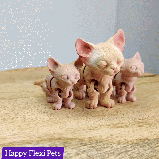 sphynx kedi mafsallı esnek oyuncak Yazdır yer kel tüysüz Yavru yavrusu Şirin Sanat Evcil Hayvan yaratık karikatür dlp reçine 3d print model - Mito3D