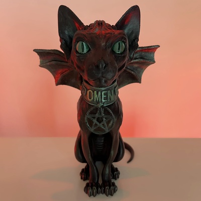 sphynx katze omen kunst tier hexe halloween fantasie magie skulptur zahl toon 3d print model - Mito3D