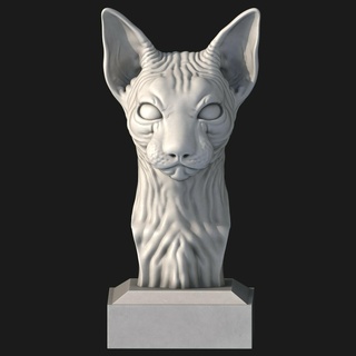 esfinge gato esculpido apoya recuperado animal mamífero salvaje mascota gatito naturaleza escultura estatuilla recuerdo presente 3d impresión modelo esculturas 3d print model - Mito3D
