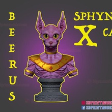 sphynx cat statue x beerus sama dragon ball super bust art skull anubis helmet mask halloween cosplay 3d print model - Mito3D
