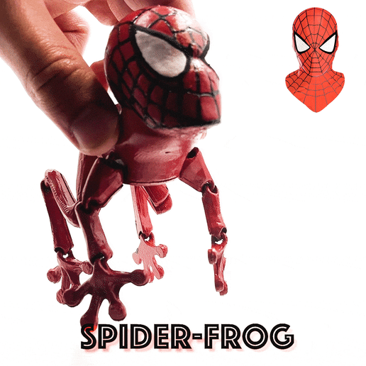 spider-frog flexi print-in-place frog spiderman 3D print model - Mito3D