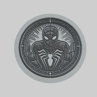 spider man medallón cnc 3d impresora obj stl arte superhéroe maravilla dc hombre acero thor capitanamerica colgante pendiente vengadores araña moneda 3d print model - Mito3D