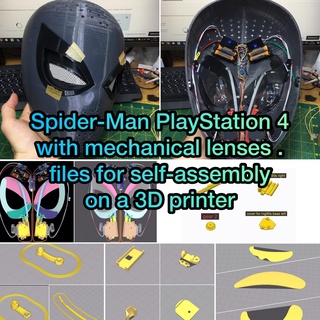 spider-man playstation 4 mechanical lenses files self-assembly 3d printer man spider mechanism moving servos arduino project faceshell front shell 3d print model - Mito3D