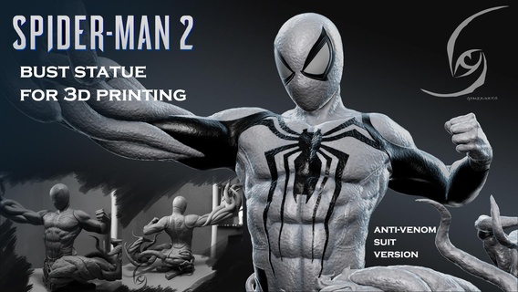 spider-man ps5 anti venom suit bust 3d printing 3d print model - Mito3D