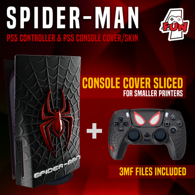 spider man ps5 controlador cobrir bainha console 3mf arquivo incluído decorativo gadget piscina morta carcaju filme maravilha ps playstation arte milhas morales bunda 3d print model - Mito3D