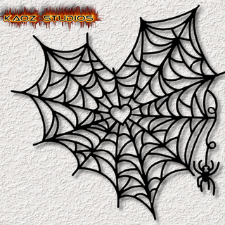 araignée cœur mur art toile d'araignée décor Halloween décoration Goth gothique libre veuve punk terrifiant sorcier 2d 2dart animal insecte 3d print model - Mito3D