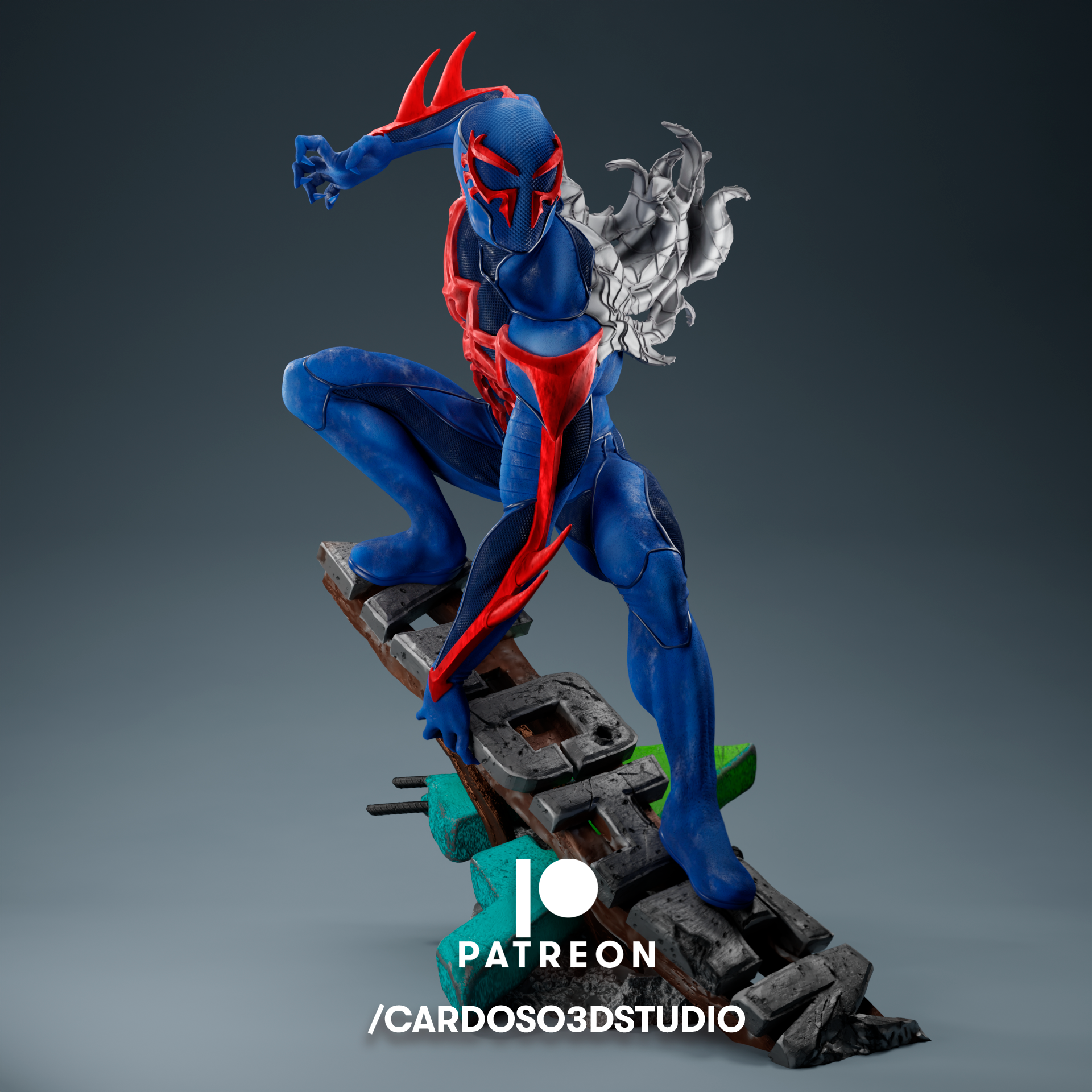Spinne 2099 Statue Spiderverse Cyberpunk multiverse Wunder mcu Spielzeug Zahl 3D print model - Mito3D
