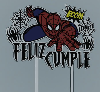 spider man topper Home toper tooper spiderman cake birthday guys happy cartoon etc 3d print model - Mito3D