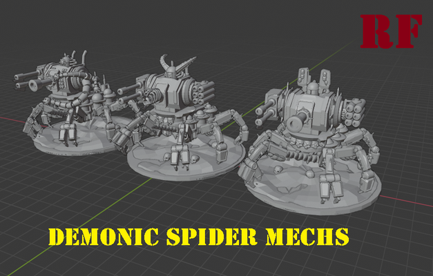 araña mech conjunto 6mm 10mm escala juego épico caos demonio futuro guerra miniatura sombrío 3d print model - Mito3D