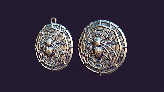 spider medallion Jewelry buckle profile casting pendant coulomb pendent gold silver jewelry jewellery jewel necklace printable brooch 3d print model - Mito3D