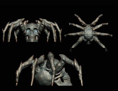 aranha crânio arrepiante Bruxas arte Horror tatuagem teia assustador aracnídeo caveiras homem Aranha aranhas Sombrio tatuagens rede assombrada desenhando gótico 3d print model - Mito3D