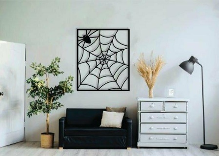 spider web halloween scary pumpkin wall art decor horror festival happy haloween castle grave frame 3d print model - Mito3D