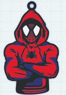 spiderman hooded key ring spiderman hooded keychain stl red blue white black comic superhero gift 3d printing fan collection layers design height marvel spider web  3d print model - Mito3D