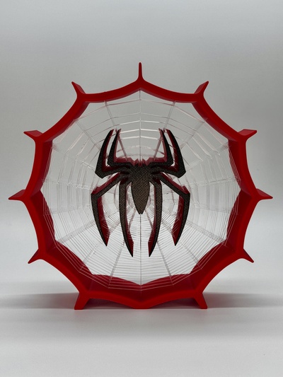 uomo ragno logo ragnatela corda arte web stringart scultura ragno meraviglia stringhe 3d print model - Mito3D