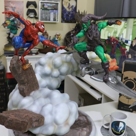 homem-aranha vs duende verde vários colecionáveis 3dprint stl brinquedo greengoblin marvel o 3D print model - Mito3D